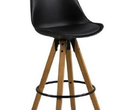 Barhocker Alpin - Lederlook schwarz, B:48 x SH:75 x H:112 x T:46 cm