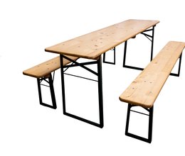 Festzeltgarnitur, Tisch 200x50cm, Bänke 200x25cm